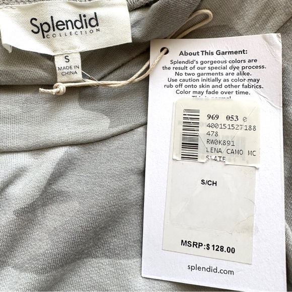 NWT Splendid Lena Camo Long Sleeve Mock Neck Slate Gray Sweater Top Size Small - Picture 5 of 9